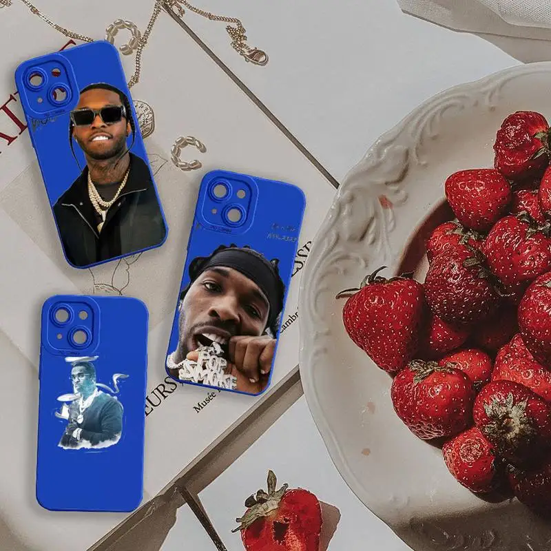 

POP SMOKE Rapper America Phone Case For iPhone 13 12 11 Pro MAX Mini X XS XR 7 8 Plus Liquid Silicone Klein Blue