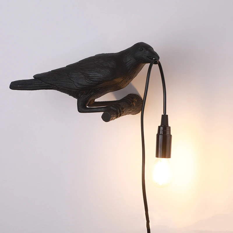 Lámpara de mesa de resina con forma de pájaro de la suerte, luz de noche para dormitorio, cabecera, sala de estar, decoración del hogar