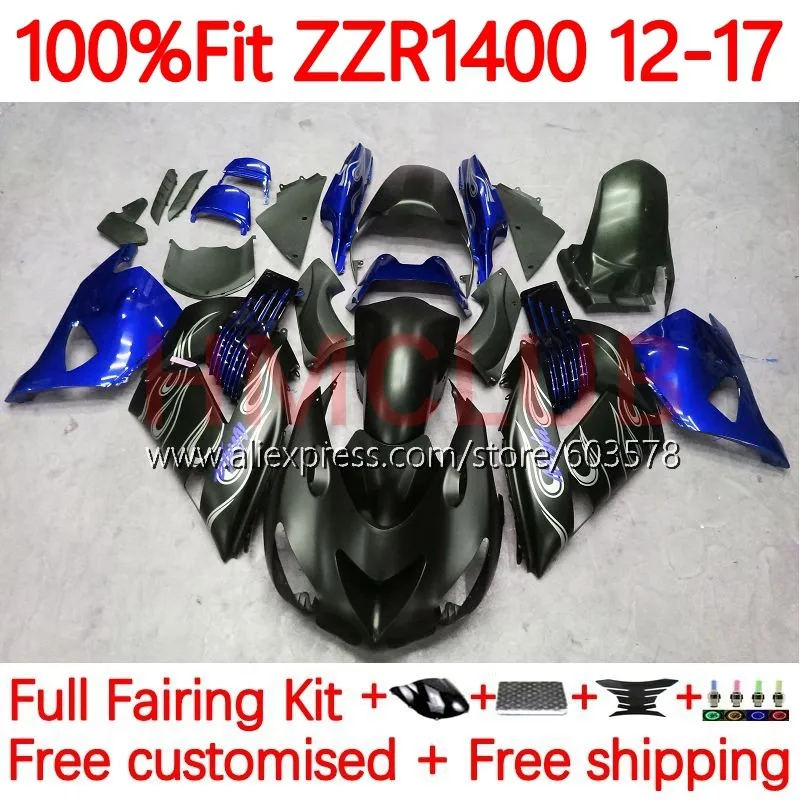 

Body For KAWASAKI NINJA ZX ZZR 1400 ZZR1400 2012 2013 2014 2015 2016 2017 ZZR-1400 12 13 14 15 16 17 blue gloss Fairing 81No.172