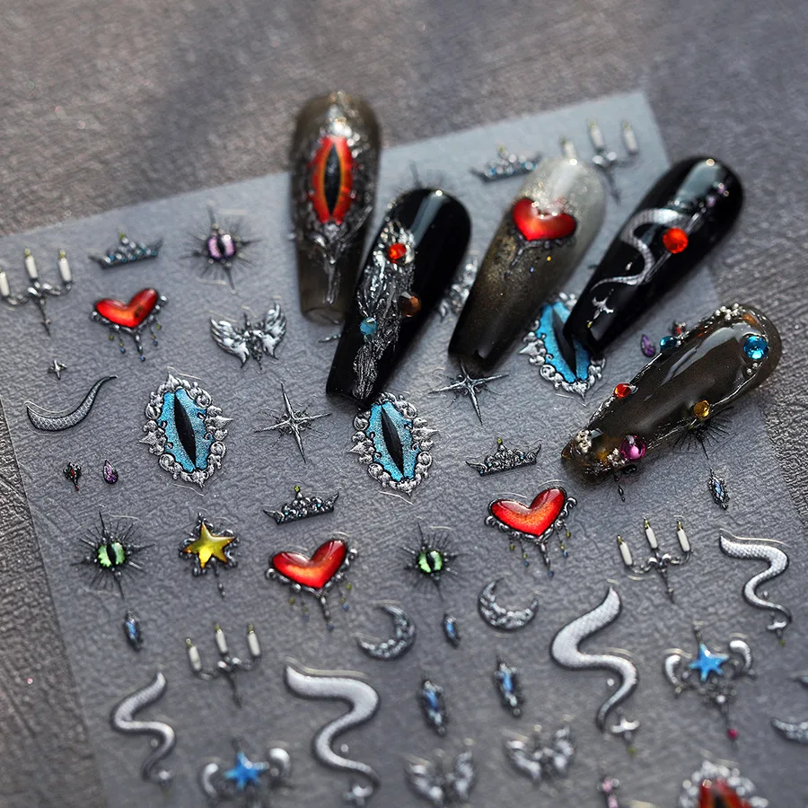 5D рельефные блестящие серебряные змеиные меч лунное желе сглаза разплавленное