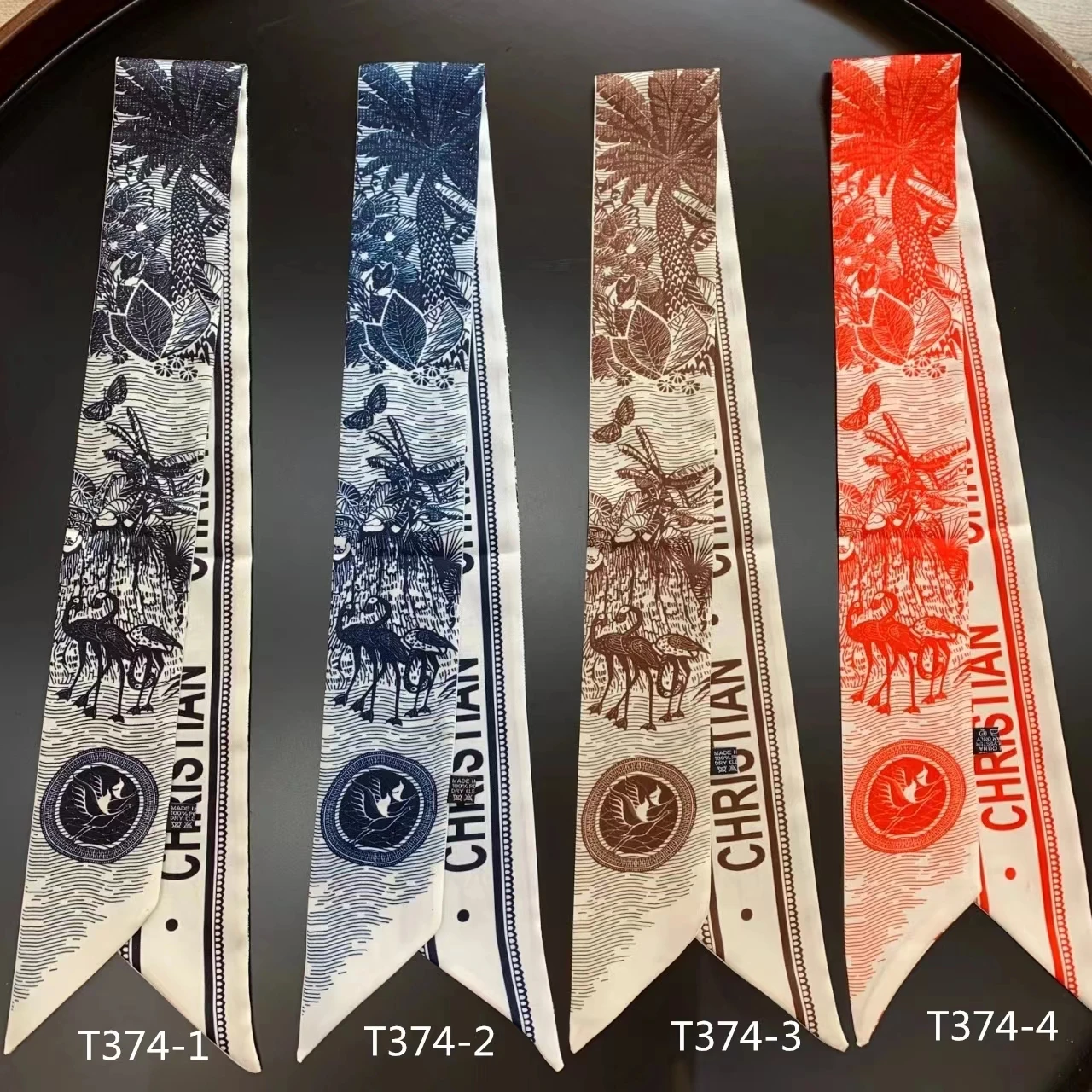 Шелковый шарф для женщин с принтом фламинго бабочки сумка ручками ленты