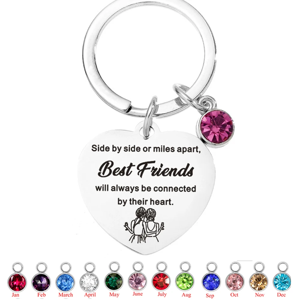 

Gifts for Best Friends, Always Be Connected By Their Heart Keychain Friendship Gifts for Soul Sisters, BFF, Besties Girlfriend