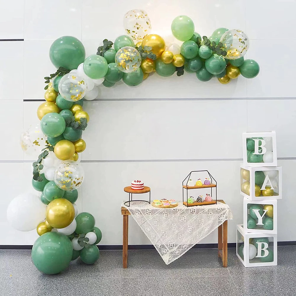 

106 шт. зеленые воздушные шары в форме арки, желтые, белые, золотые, джунгли, конфетти, шар вечерние ринки, свадьбы, Baby Shower, день рождения, воздуш...