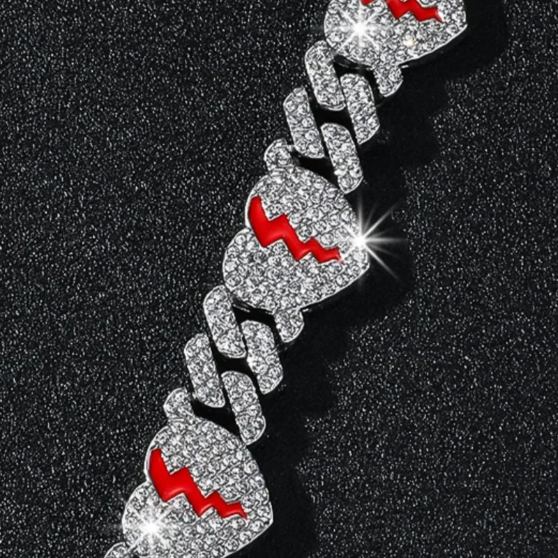 Кубинский браслет в стиле хип-хоп для мужчин и женщин из сплава с бриллиантовыми