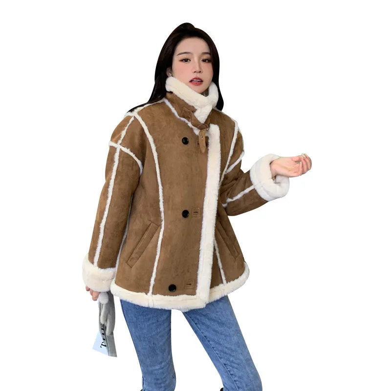 Lamb wool coat women's winter new thickened cotton jacket