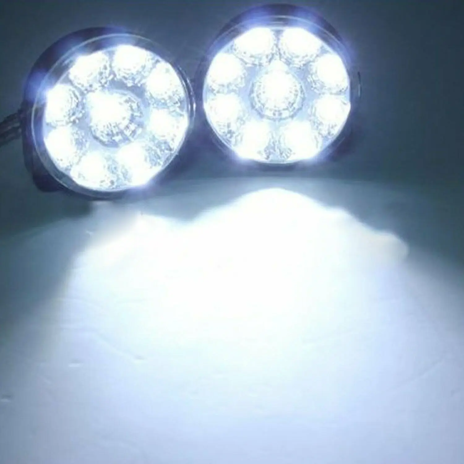 

2Pcs Universal 12V 9LEDs Round White 6000K Light Daytime Running Light DRL Car Fog Day Driving Lamp 70mm Waterproof