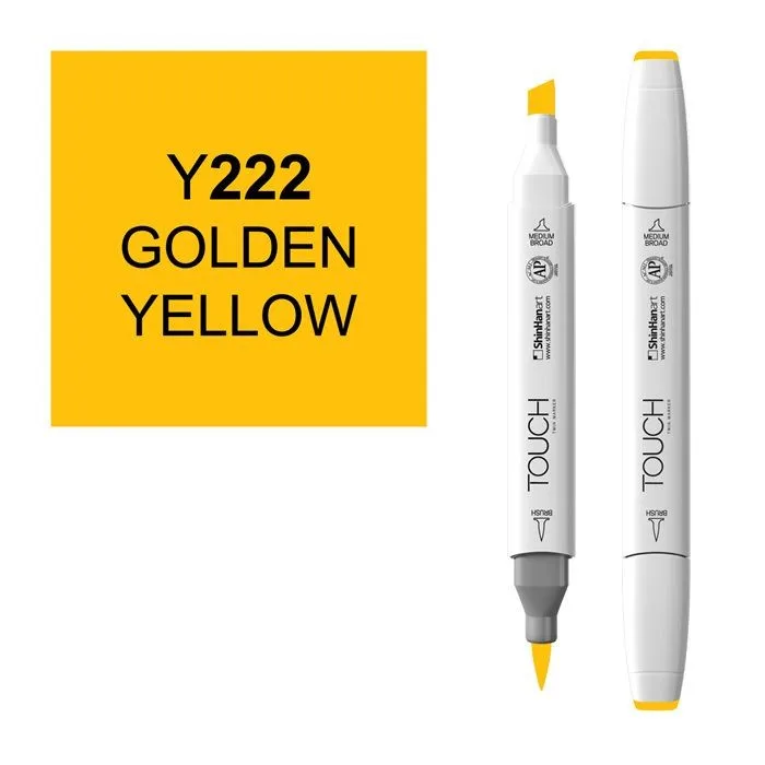 Маркер Touch Twin Brush 222 золотистый желтый Y222 | Канцтовары для офиса и дома