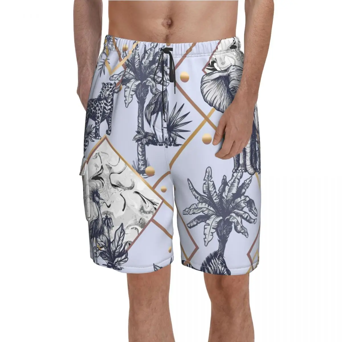 

Elephant Board Shorts Wildlife Animal Print Beach Short Pants Hot Man Classic Print Swim Trunks Plus Size 2XL