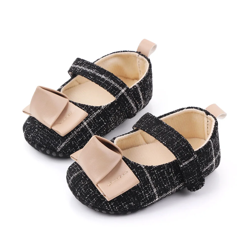 

Children Spring Shoes Newborn Infant Baby Girl Soft Crib Shoes Cute Infants Anti-slip Sneaker Plaid Bow Prewalker 0-18M