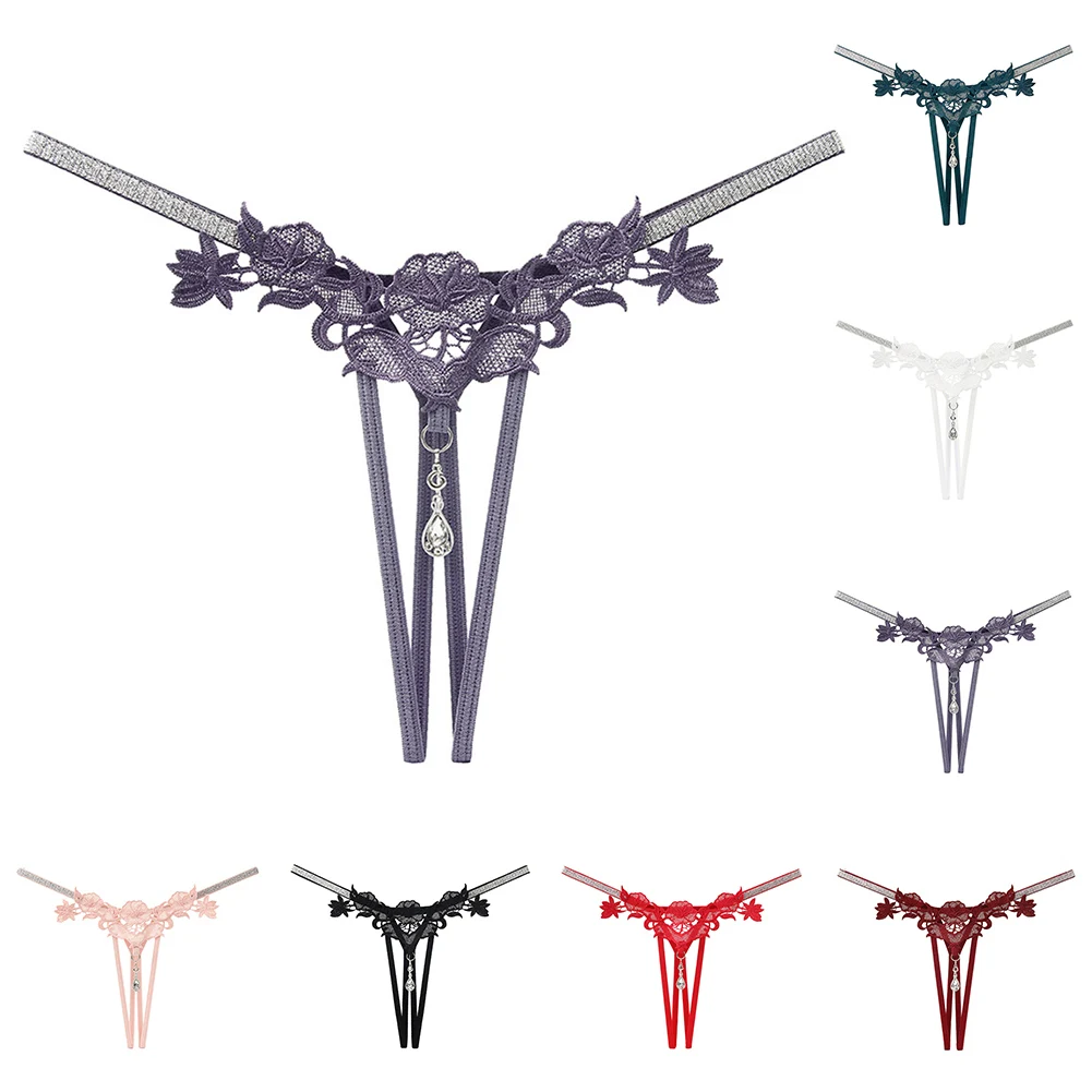 Сексуальное кружевное нижнее белье женские трусики-стринги с бантом на спине