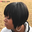 Короткий парик Боб для чернокожих женщин, бразильские прямые парики из человеческих волос, парик с вырезом фея, 180 плотность, естественный цвет, короткие волосы, парики