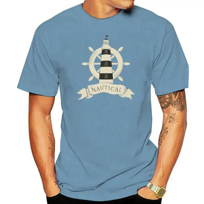 

Nautical Sail Boat Rudder Lighthouse T shirt men T-shirt