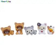 사랑스러운 고양이 리락쿠마 코스프레 미니 고양이 PVC 액션 피규어 장난감, 이끼 분재 작은 풍경 동물 모델 장식 장난감, 세트 당 1 개, 5 개