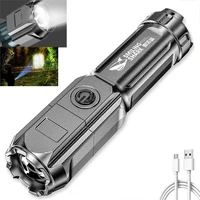 portable mini flashlight outdoor abs strong light zoom usb rechargeable flashlight with battery outdoor camping night lighting
