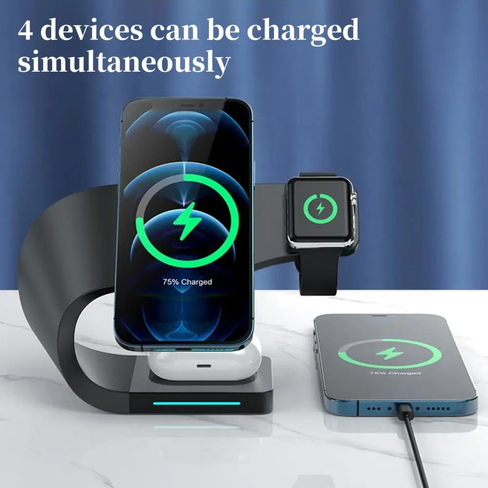 

Multifunctional Wireless Charger with LED Indicator Universal Compatibility Phone Watch Earphone Fast Charging Stand Dock Office