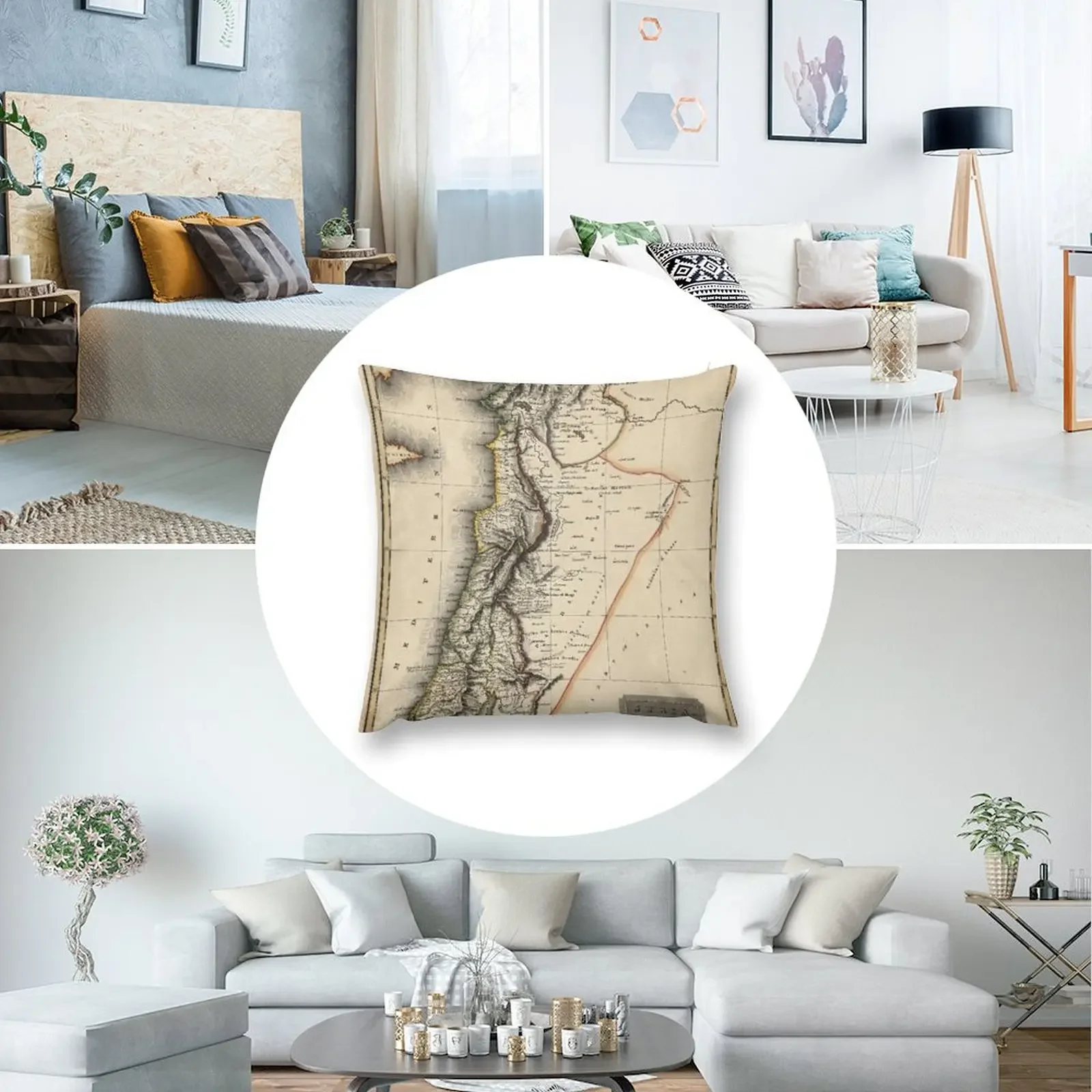 Карта Сирии 1817 декоративная подушка