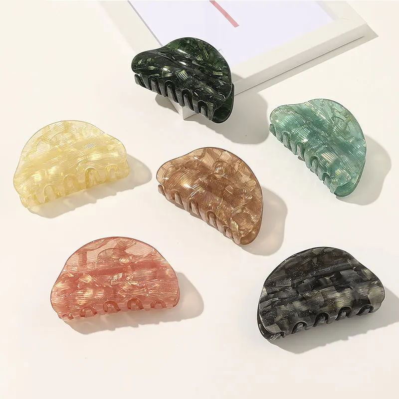 

Korean Acrylic Hair Claws Striped Marble Crab Hairpin Quicksand Shark Clip Fashion Colorful Ponytail Clip Hair Accessories