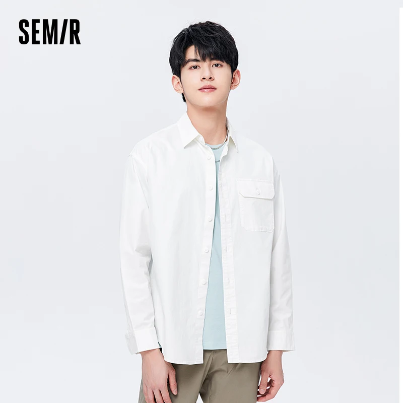 

Мужская рубашка с длинным рукавом, однотонная, осенняя