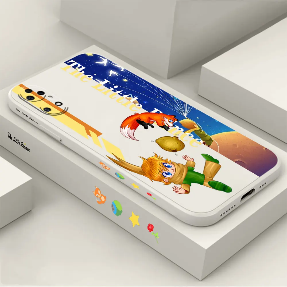 Anime The Little Prince Fox Rose Phone Case For Huawei P60 P50 P40 P30 P20 Mate 50 40 30 20 20X 10 Colour Liquid Silicone Cover