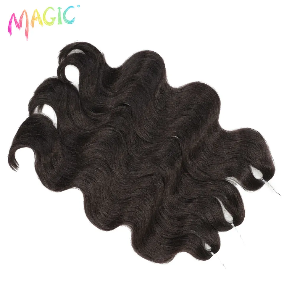 Фото Синтетические волнистые волосы для плетения Magic Body Wave, 24 дюйма, 3 шт., для чернокожих женщин, натуральный черный цвет, искусственные волосы для косичек. №3