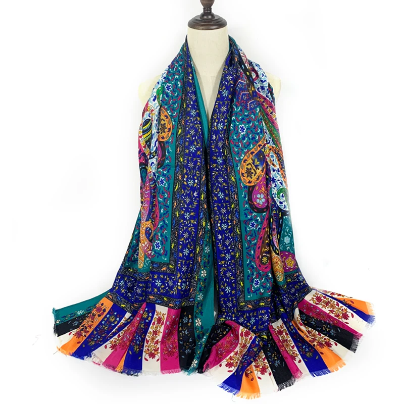 70*200cm Women Russian Scarf Retro Floral Print Bandana Ukrainian Shawl Handkerchief Babushka Head Wraps Polish Scarves