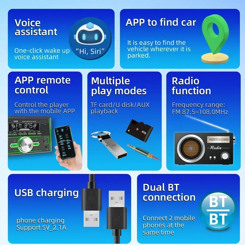 Автомобильный MP3-плеер стерео-система с поддержкой Bluetooth USB TF-карты FM-радио