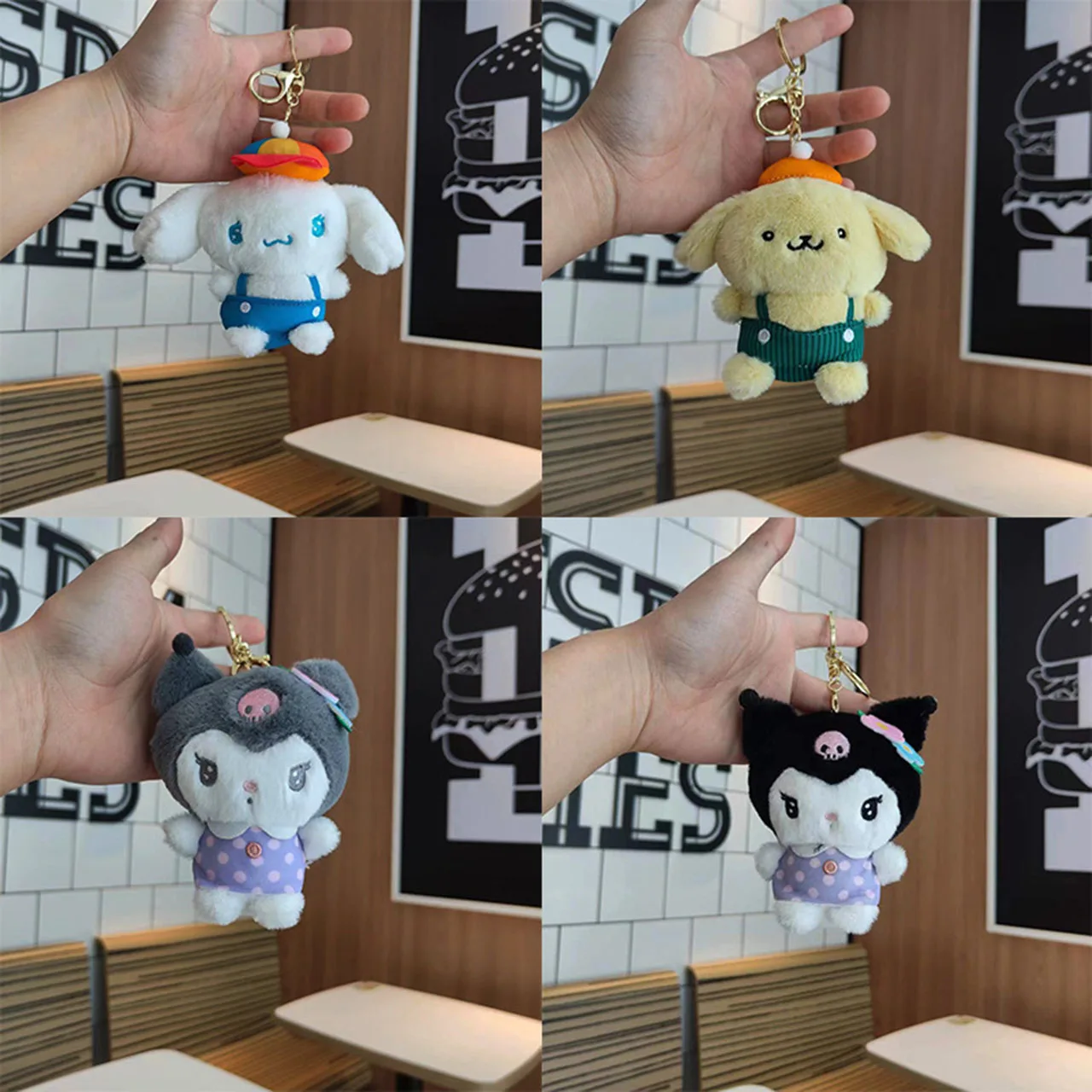 

Брелок для ключей Sanrio, игрушка кавайная Kuromi Pompompurin Cinnamoroll из полипропилена и хлопка, рождественский подарок, декоративный брелок для ключей, 14 см