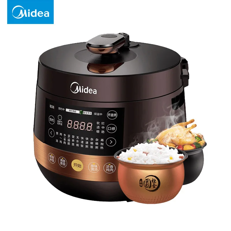 

Midea Hoge Kwaliteit Elektrische Snelkookpan 5L Dubbele Liner Intelligente 24H Reservering Pap Soep Rijstkoker Multicooker
