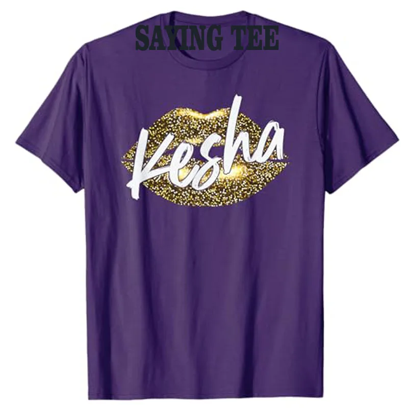 Kesha Name T-Shirt Sexy Women Fashion Designer Lip Graphic Outfit Short Sleeve Blouses Y2k Top Tailor-made T-Shirts Novelty Gift