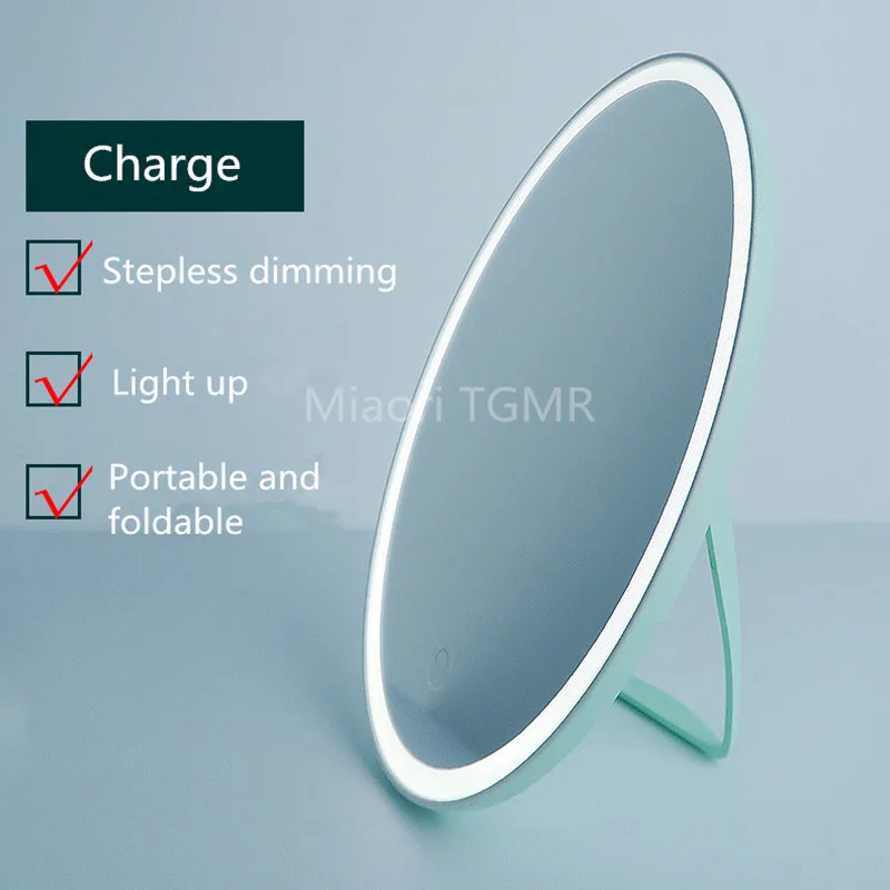 

Creative LED Desktop Makeup Mirror USB Charging Portable Foldable Table Lamp Dormitory Bedroom Net Red Touch Dimming Night Light