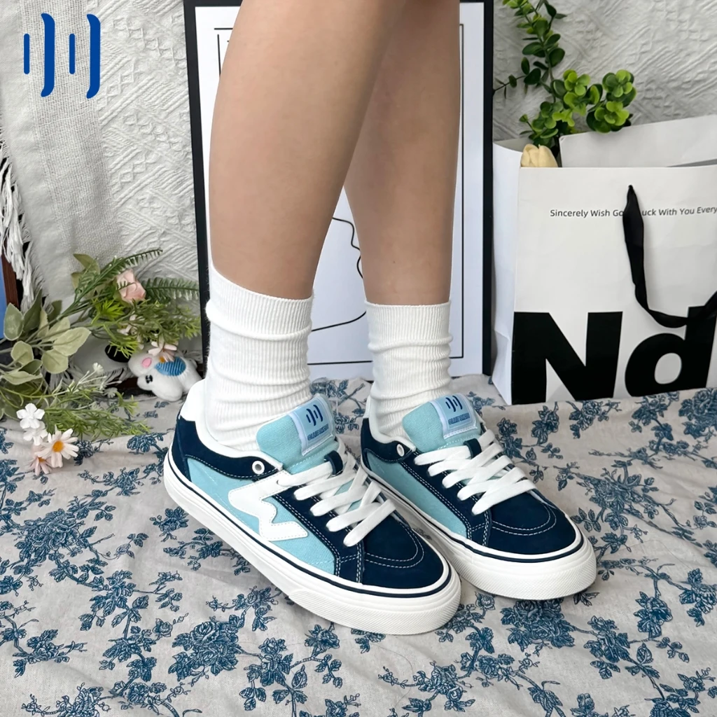 Кеды Ollieskate унисекс из замши и канваса с декоративной строчкой, темно-синие, для повседневной носки и уличного стиля (art.: 3920db2fff690) - 3920db2fff690
