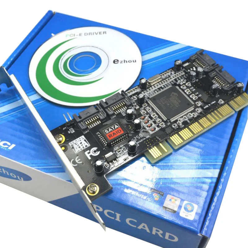 

PCI-4 порта SATA Raid контроллер, плата расширения, адаптер для настольного ПК HDD SSD