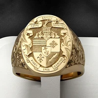 new arrival mens gold signet statement ring russian empire double eagle rings for male fashion trend banquet jewelry gifts