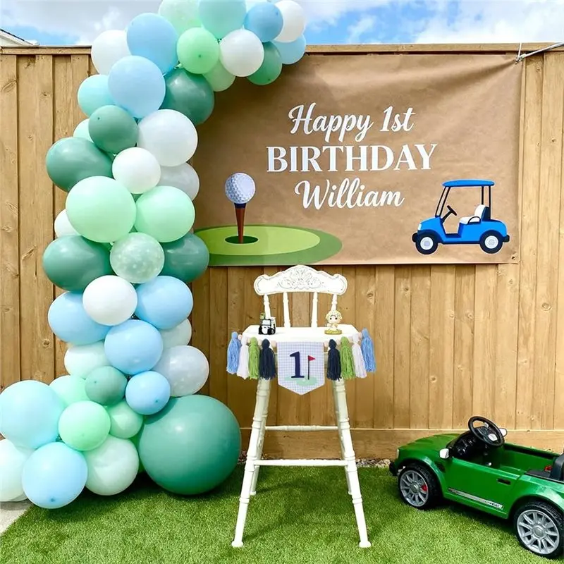 Фото Баннер для стульчика для кормления ABKY-Golf на первый день рождения - один баннер для стульчика и украшения в виде конуса для первого дня рождения №5