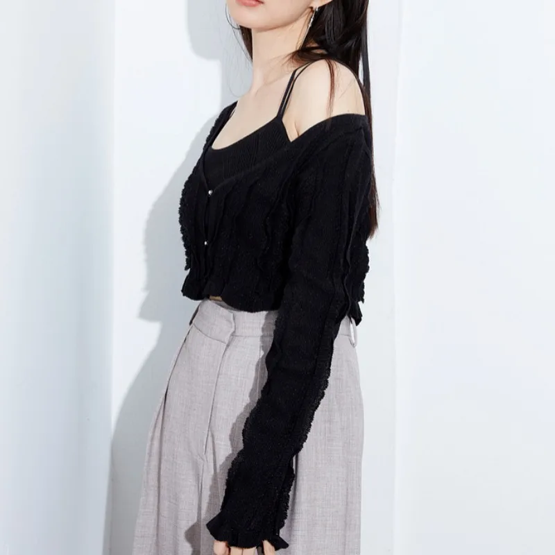 Японские комплекты грибов расклешенный кардиган с v-образным вырезом и длинными