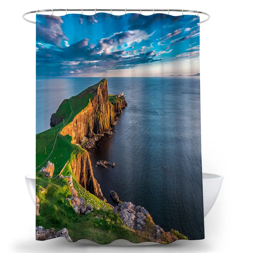 

Shower Curtain 3D Printed Natural Scenery Bathroom Waterproof Shower Curtain Accessories with Hooks Cortina Baño