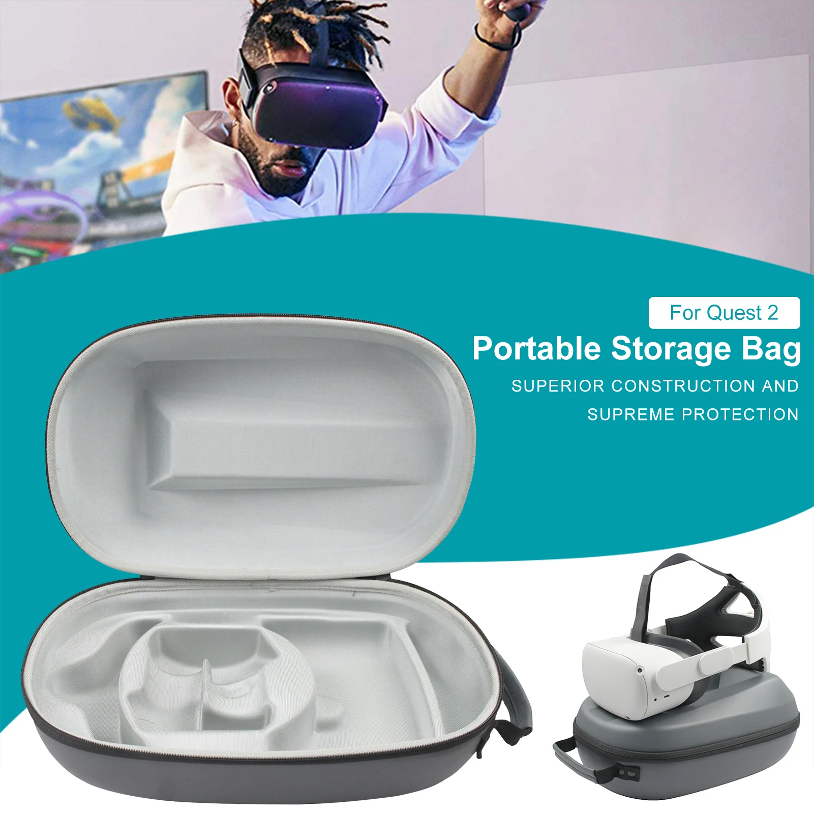 

Портативная сумка для хранения для Oculus Quest 2, дорожная сумка для переноски гарнитуры виртуальной реальности, аксессуары виртуальной реально...