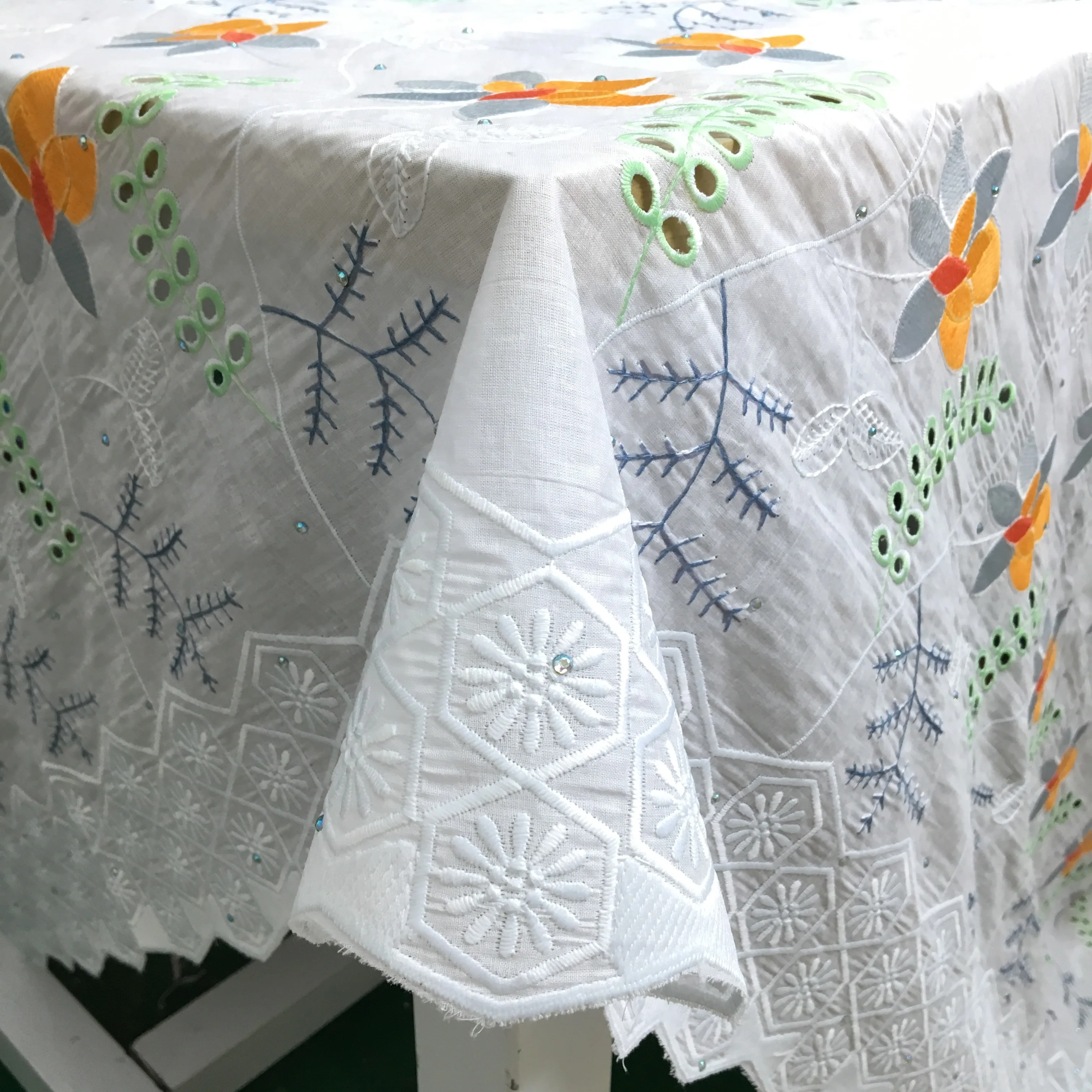 Белая нигерийская кружевная ткань из чистого хлопка 2024 высокое качество 5 ярдов