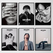 정국 세븐 포스터 한국 팝 음악 가수 포스터 및 프린트 캔버스 페인팅, 방 홈 데코 벽 아트 그림, 팬 선물