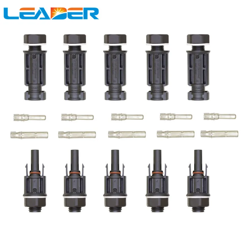 

LEADER 5 Pairs/lot Solar PV 1000V Connector for Solar Panel Mount and Inverter Panel Solar Connector Solar Coupler IP67 SY-CP4C