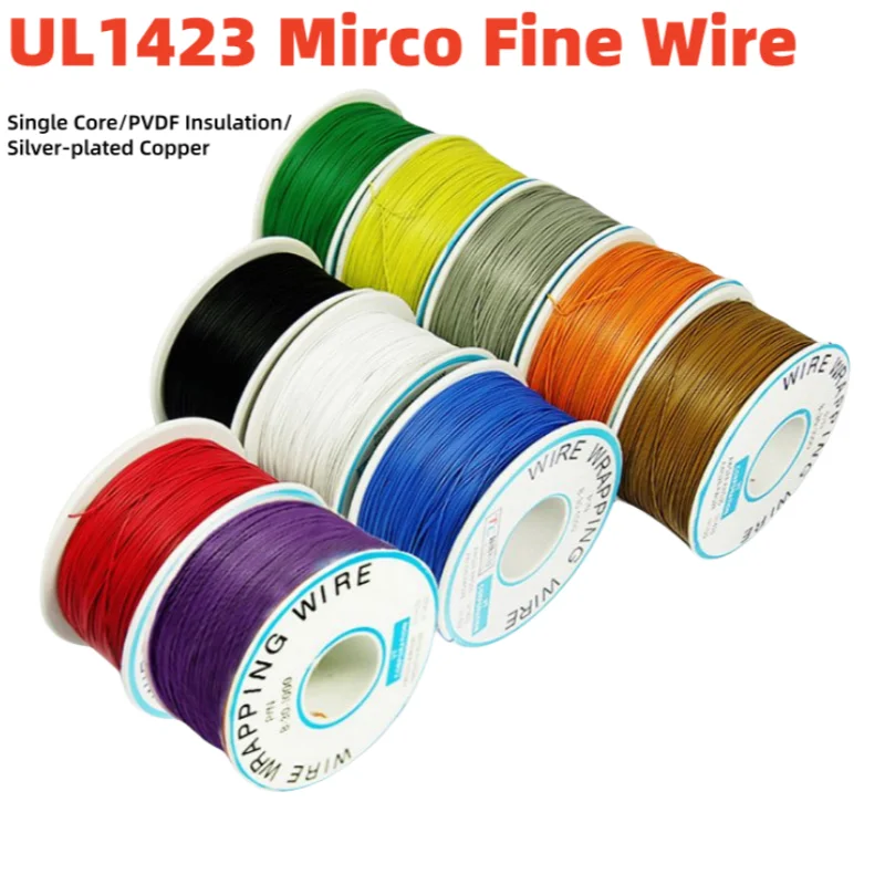 5/10 м UL1423 PTFE микро тонкий провод одножильный посеребренный медный 38/36/34/30/28/26/24AWG
