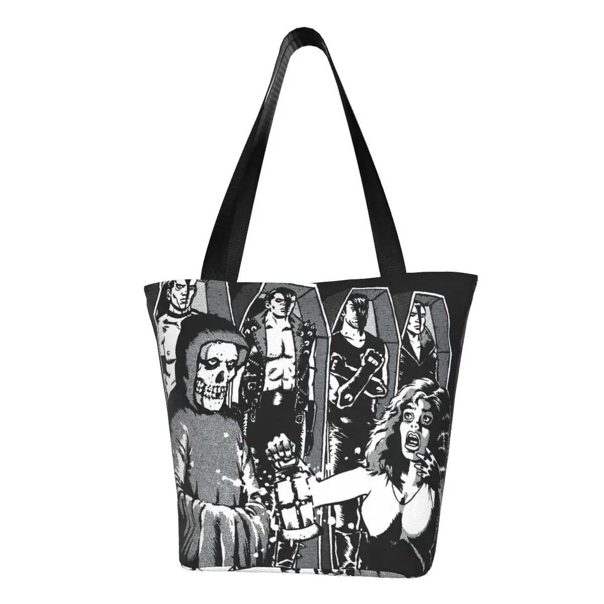 

Punk Rock Misfits Return Grocery Shopping Bag Canvas Shopper Tote Shoulder Bags Large Capacity Durable Heavy Metal Music Handbag