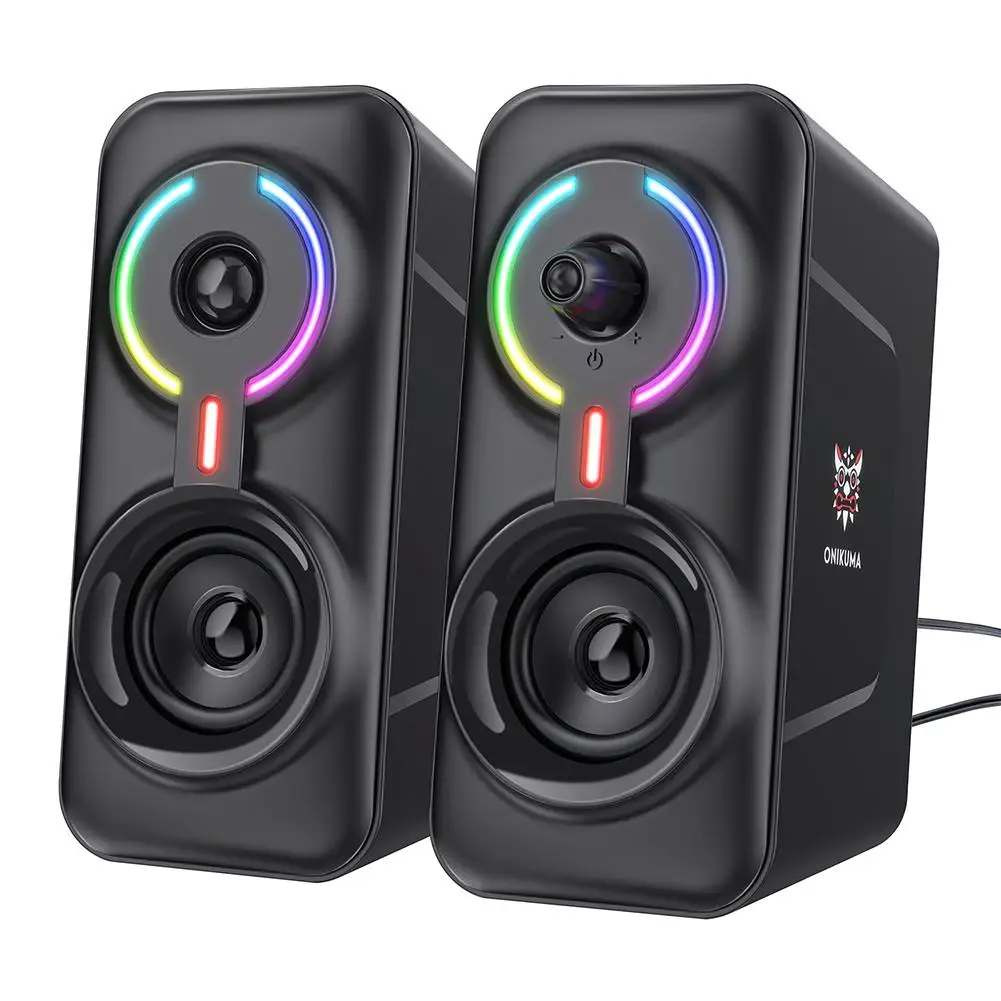 

2pcs ONIKUMA L6 Led Subwoofer Speaker Desktop Pc Laptop Gaming Bluetooth-compatible Stereo Speakers Led Tweeter 3.5mm Jack