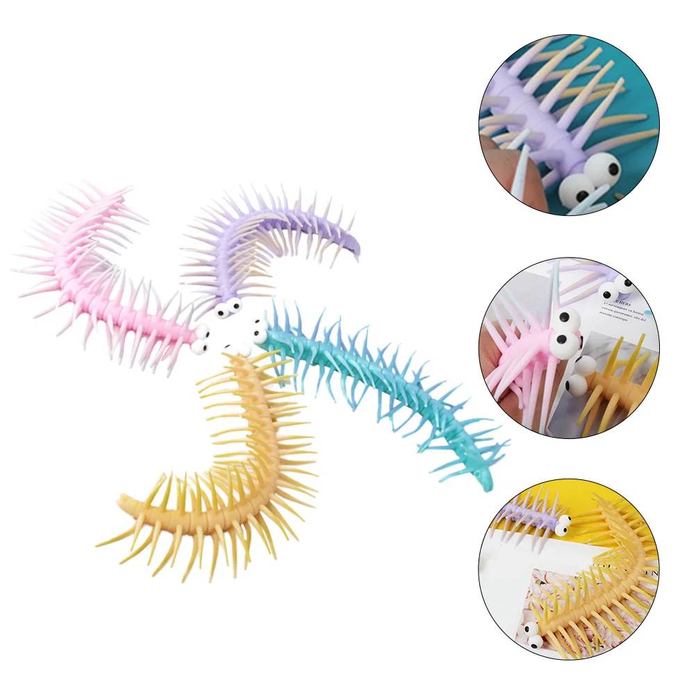 

4 Pcs Stretchy Centipede Squeeze Toys Stress Relief Centipede Prank Toys