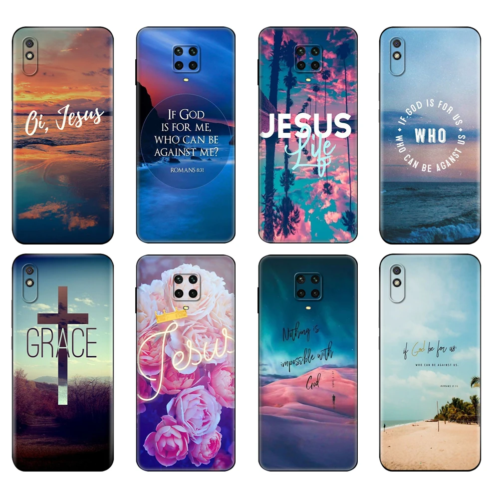 

Black tpu Case For Xiaomi Redmi 7A 8 8A 9 9A 9C Case Redmi Note 8T 8 Pro T Note 9 9S 9 Pro Case Faith Christian Jesus