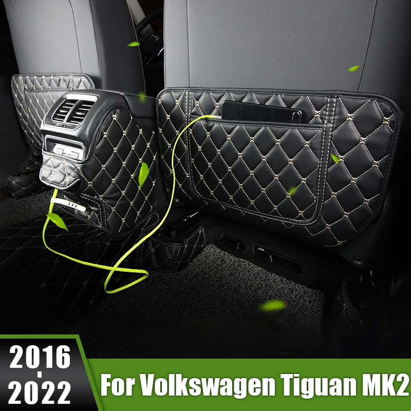 

For Volkswagen Tiguan MK2 Allspace 2016 2017 2018 2019 2020 2021 2022 Car Rear Seat Back Protection Cover Anti-Child-Kick Pad