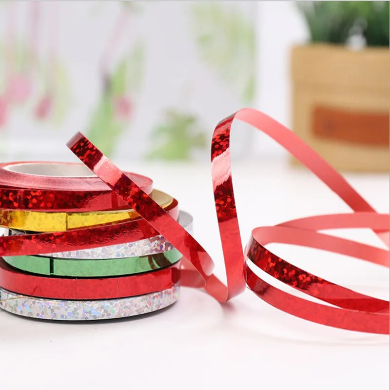 

10M Foil Balloons Chain Laser Curling Ribbon New Satin Ribbons Decor Kids Toys Wedding Birthday Party for Gift Bag Packing