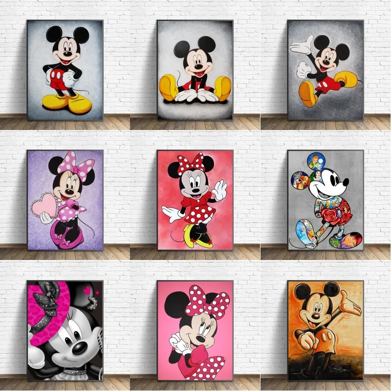 

Disney Catonmich and Minnie Canvas Painting Home Decoration Poster Nordic Children's Room Decoration Wall Art Painting