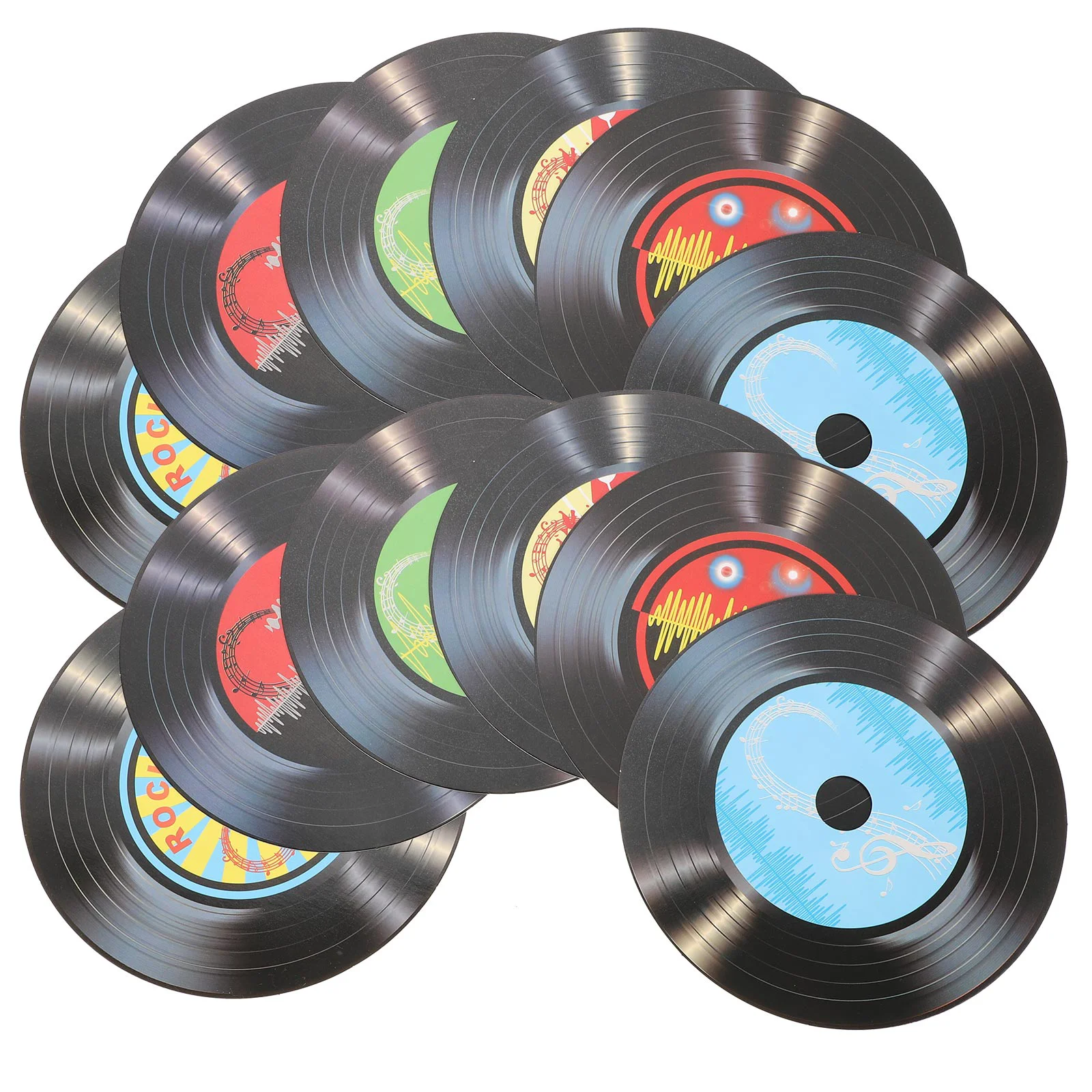 18 Pcs Disco Party Decorations Country Vinyl Records Wall Ornaments Fake For Home Shop Sticker Paper Sign