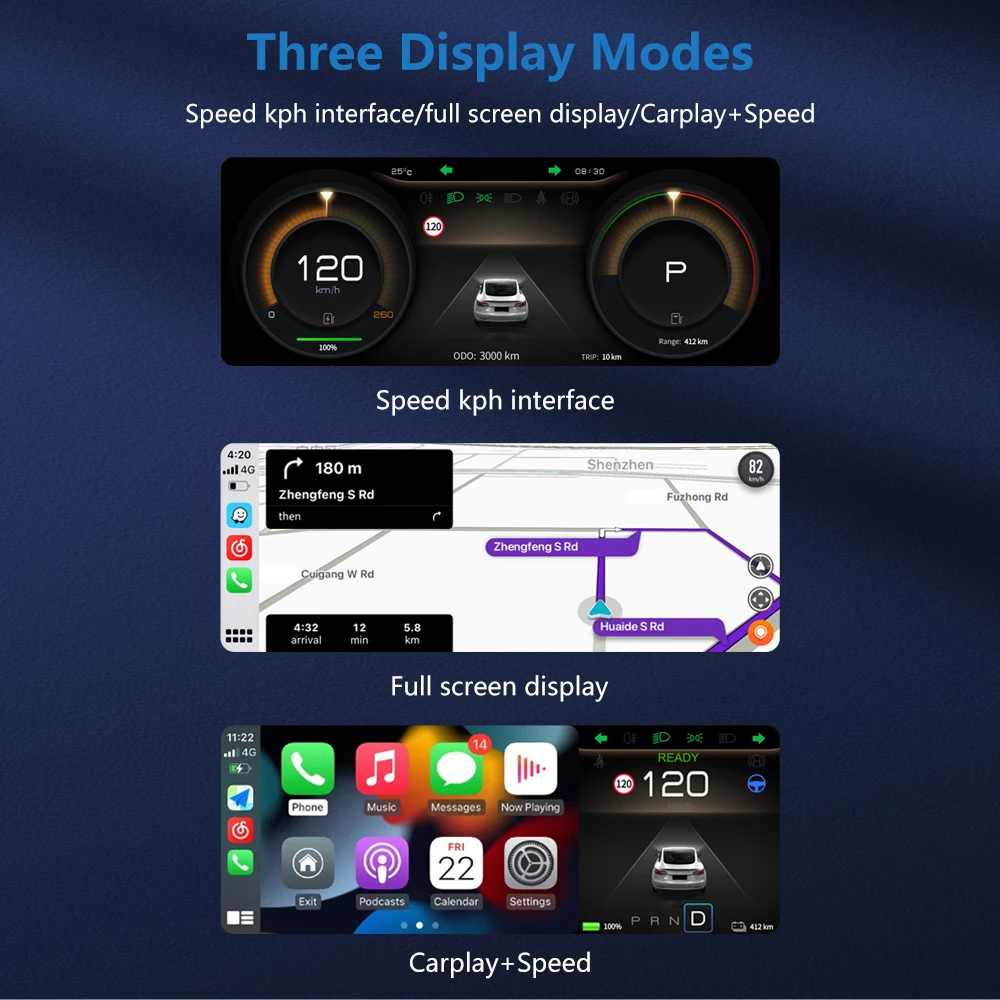 Novozopai T3 9 inch Heads up Display For Tesla Model 3&ampY Wireless Carplay &amp Android Auto Optional Camera